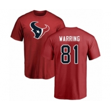 Football Houston Texans #81 Kahale Warring Red Name & Number Logo T-Shirt