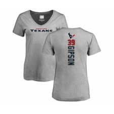 Football Women's Houston Texans #39 Tashaun Gipson Ash Backer T-Shirt