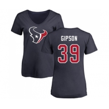 Football Women's Houston Texans #39 Tashaun Gipson Navy Blue Name & Number Logo T-Shirt