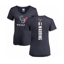 Football Women's Houston Texans #81 Kahale Warring Navy Blue Backer T-Shirt