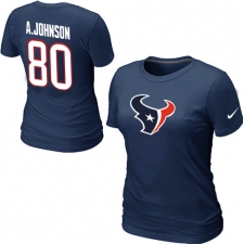 Nike Houston Texans #80 Andre Johnson Name & Number Women's NFL T-Shirt - Dark Blue