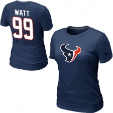 Nike Houston Texans #99 J.J. Watt Name & Number Women's NFL T-Shirt - Dark Blue