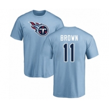 Football Tennessee Titans #11 A.J. Brown Light Blue Name & Number Logo T-Shirt
