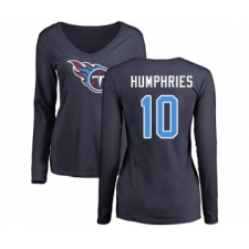 Football Women's Tennessee Titans #10 Adam Humphries Navy Blue Name & Number Logo Long Sleeve T-Shirt