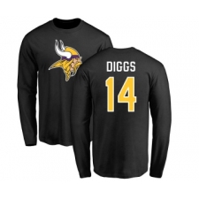 Football Minnesota Vikings #14 Stefon Diggs Black Name & Number Logo Long Sleeve T-Shirt