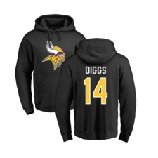 Football Minnesota Vikings #14 Stefon Diggs Black Name & Number Logo Pullover Hoodie