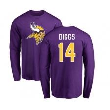 Football Minnesota Vikings #14 Stefon Diggs Purple Name & Number Logo Long Sleeve T-Shirt