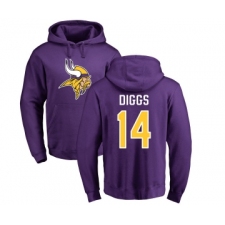 Football Minnesota Vikings #14 Stefon Diggs Purple Name & Number Logo Pullover Hoodie