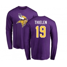 Football Minnesota Vikings #19 Adam Thielen Purple Name & Number Logo Long Sleeve T-Shirt