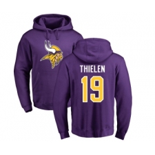 Football Minnesota Vikings #19 Adam Thielen Purple Name & Number Logo Pullover Hoodie