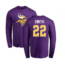 Football Minnesota Vikings #22 Harrison Smith Purple Name & Number Logo Long Sleeve T-Shirt