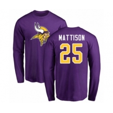 Football Minnesota Vikings #25 Alexander Mattison Purple Name & Number Logo Long Sleeve T-Shirt