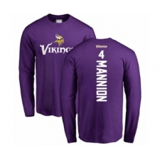 Football Minnesota Vikings #4 Sean Mannion Purple Backer Long Sleeve T-Shirt
