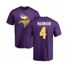 Football Minnesota Vikings #4 Sean Mannion Purple Name & Number Logo T-Shirt