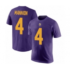 Football Minnesota Vikings #4 Sean Mannion Purple Rush Pride Name & Number T-Shirt