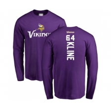 Football Minnesota Vikings #64 Josh Kline Purple Backer Long Sleeve T-Shirt