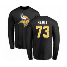 Football Minnesota Vikings #73 Dru Samia Black Name & Number Logo Long Sleeve T-Shirt