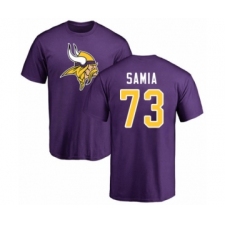 Football Minnesota Vikings #73 Dru Samia Purple Name & Number Logo T-Shirt