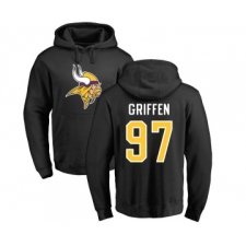 Football Minnesota Vikings #97 Everson Griffen Black Name & Number Logo Pullover Hoodie