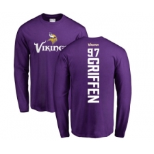 Football Minnesota Vikings #97 Everson Griffen Purple Backer Long Sleeve T-Shirt