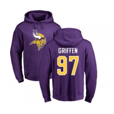 Football Minnesota Vikings #97 Everson Griffen Purple Name & Number Logo Pullover Hoodie