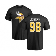 Football Minnesota Vikings #98 Linval Joseph Black Name & Number Logo T-Shirt