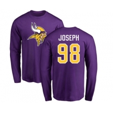 Football Minnesota Vikings #98 Linval Joseph Purple Name & Number Logo Long Sleeve T-Shirt