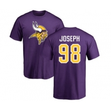 Football Minnesota Vikings #98 Linval Joseph Purple Name & Number Logo T-Shirt