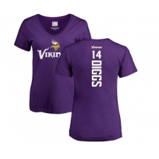 Football Women's Minnesota Vikings #14 Stefon Diggs Purple Backer Slim Fit T-Shirt