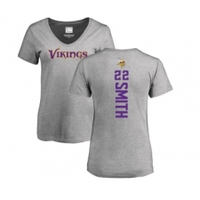 Football Women's Minnesota Vikings #22 Harrison Smith Ash Backer V-Neck T-Shirt