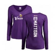 Football Women's Minnesota Vikings #25 Alexander Mattison Purple Backer Slim Fit Long Sleeve T-Shirt