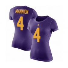 Football Women's Minnesota Vikings #4 Sean Mannion Purple Rush Pride Name & Number T-Shirt