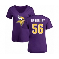 Football Women's Minnesota Vikings #56 Garrett Bradbury Purple Name & Number Logo Slim Fit T-Shirt