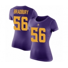 Football Women's Minnesota Vikings #56 Garrett Bradbury Purple Rush Pride Name & Number T-Shirt