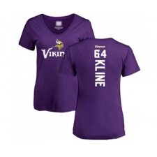 Football Women's Minnesota Vikings #64 Josh Kline Purple Backer Slim Fit T-Shirt