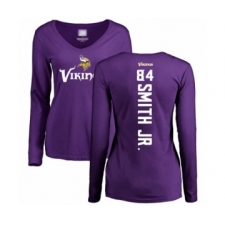 Football Women's Minnesota Vikings #84 Irv Smith Jr. Purple Backer Slim Fit T-Shirt