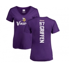 Football Women's Minnesota Vikings #97 Everson Griffen Purple Backer Slim Fit T-Shirt