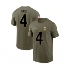 Men's Minnesota Vikings #4 Dalvin Cook 2022 Olive Salute to Service T-Shirt