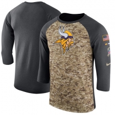 NFL Men's Minnesota Vikings Nike Camo Anthracite Salute to Service Sideline Legend Performance Three-Quarter Sleeve T-Shirt