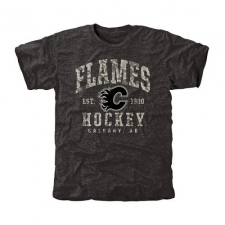 NHL Men's Calgary Flames Black Camo Stack Tri-Blend T-Shirt