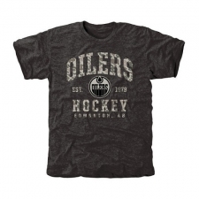 NHL Men's Edmonton Oilers Black Camo Stack Tri-Blend T-Shirt