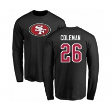Football San Francisco 49ers #26 Tevin Coleman Black Name & Number Logo Long Sleeve T-Shir