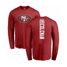 Football San Francisco 49ers #26 Tevin Coleman Red Backer Long Sleeve T-Shirt