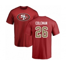 Football San Francisco 49ers #26 Tevin Coleman Red Name & Number Logo T-Shirt