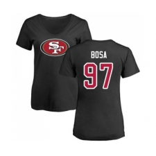Football Women's San Francisco 49ers #97 Nick Bosa Black Name & Number Logo T-Shirt