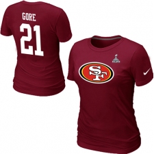 Nike San Francisco 49ers #21 Frank Gore Name & Number Super Bowl XLVII Women's NFL T-Shirt - Red