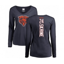 Football Women's Chicago Bears #24 Buster Skrine Navy Blue Backer Long Sleeve T-Shirt