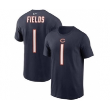 Men's Chicago Bears #1 Justin Fields 2021 Navy Football Draft First Round Pick Player Name & Number T-Shirt