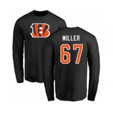Football Cincinnati Bengals #67 John Miller Black Name & Number Logo Long Sleeve T-Shirt