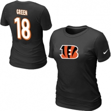 Nike Cincinnati Bengals #18 A.J. Green Name & Number Women's NFL T-Shirt - Black